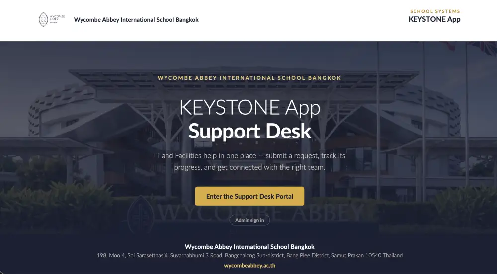 Support Desk portal home screen